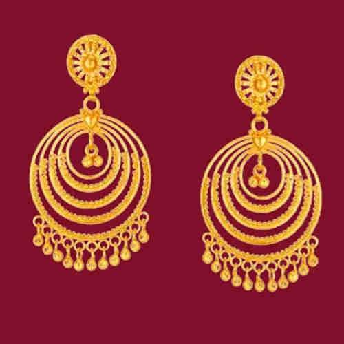 22Kt Gold Hanging Earrings With Hallmarked